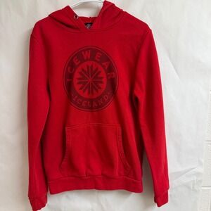 Icewear Iceland Red Hoodie Sweatshirt XS Graphic Logo Pocket Unisex Kangaroo